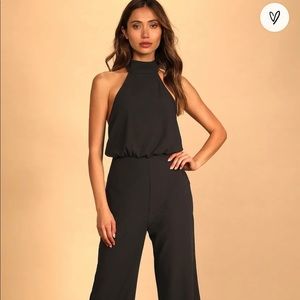 Lulu’s Moment For Life Black Halter Jumpsuit
